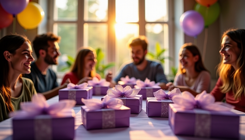 table d'anniversaire avec des cadeaux