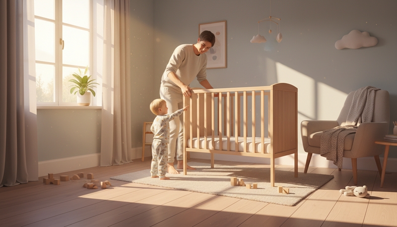 papa dans la chambre de son bébé